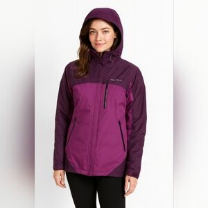 Eddie Bauer First Ascent BC Igniter Jacket with Hood Waterproof Coat Purple Pink